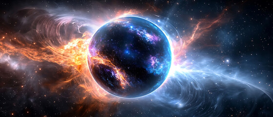Wall Mural - Galactic explosion cosmic event outer space digital art nebula wide view stellar creation