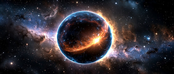 Wall Mural - Celestial explosion a planetary event in space digital art cosmic environment artistic viewpoint