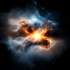 Wall Mural - Cosmic explosion phenomenon revealed in stunning galaxy formation outer space digital art dark universe wide-angle view science exploration