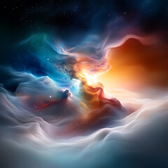 Wall Mural - Cosmic explosion of colors deep space digital artwork abstract universe immersive perspective awe-inspiring beauty