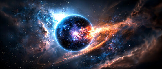 Wall Mural - Cosmic explosion of colors outer space digital art nebula wide angle stellar creation