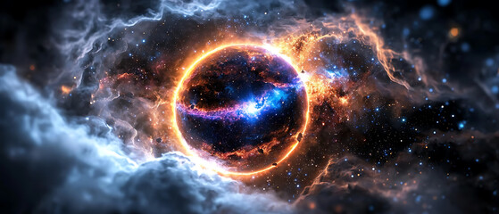 Wall Mural - Cosmic event celestial phenomenon illustrating the universe's beauty digital art colorful nebula awe-inspiring view