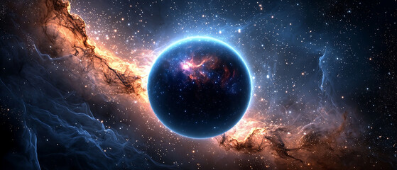 Wall Mural - Celestial event planetary formation in the vast universe digital art cosmic environment wide-angle view sci-fi concept