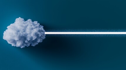 Poster - White Cloud Emitting Bright Light Beam on Teal Background