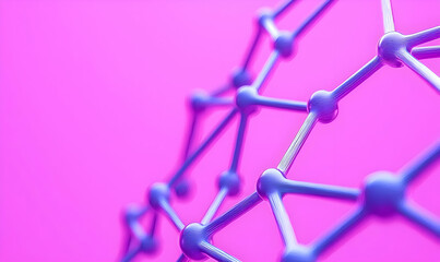 Poster - Abstract Molecular Structure on Bright Pink Background with Depth