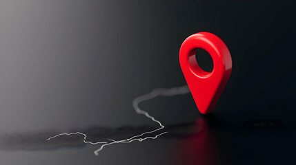 Poster - Red Location Pin with Lightning Bolt on Dark Background