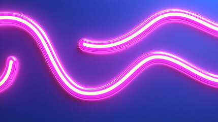 Poster - Vibrant Neon Pink Waves on a Dark Blue Background for Artistic Look