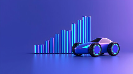 Poster - Futuristic Car Design with Bar Graphs and Neon Elements