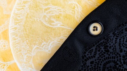 Poster - Yellow and Black Textured Surfaces with Button Detail