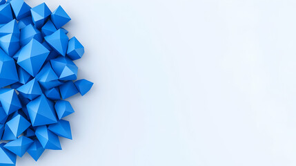 Poster - Blue Geometric Shapes on Light Background with Copy Space