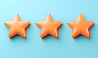 Poster - Three Orange Stars on Blue Background for Rating or Review Concept