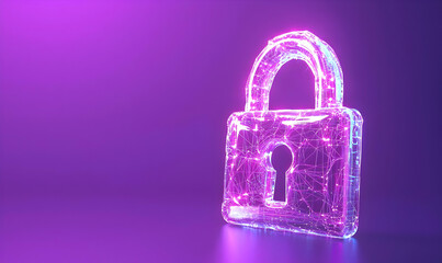 Poster - Futuristic Digital Lock in Neon Colors on Abstract Background