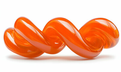 Poster - Glossy Orange Swirl Abstract Sculpture for Modern Design Aesthetics