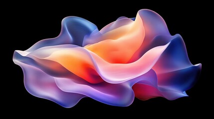 Poster - Abstract colorful waves of fluid shapes blending in a dark background, creating a vibrant visual effect