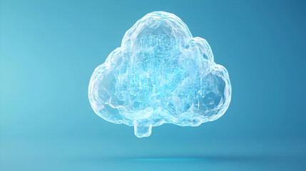 Poster - Abstract Digital Cloud with Glowing Blue Design on Gradient Background