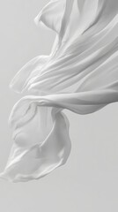 Poster - Flowing white fabric against a pale background, abstract elegance. Minimalistic design and artistic concept