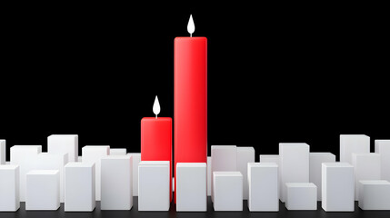 Poster - Abstract Financial Market Candlestick Chart with Red and White Blocks