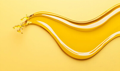 Poster - Liquid yellow paint flowing gracefully on a vibrant background