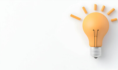 Poster - Creative Light Bulb Concept with Sun Rays on a White Background