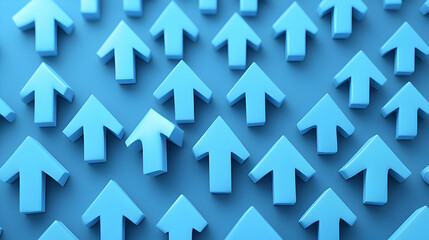 Poster - Blue Abstract Arrow Pattern Direction Upward Background Design