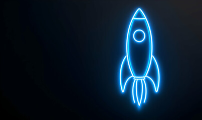 Poster - Neon Rocket Illustration on Dark Background for Creative Projects