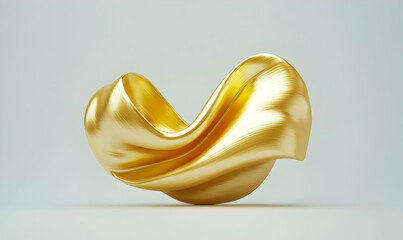Poster - Elegant Golden Abstract Sculpture on Smooth Light Background
