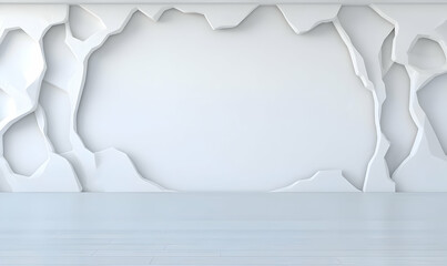 Poster - Abstract White Wall Design with Textured Cutouts and Shadows