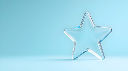 Poster - Clear Glass Star Shape on Soft Blue Background for Creative Use