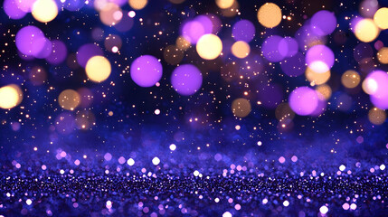 Poster - Colorful Bokeh Lights on Purple Glitter Background for Celebrations
