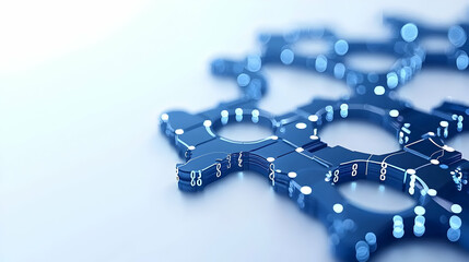 Poster - Digital Puzzle Pieces with Glowing Connections and Data Elements