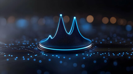 Poster - Digital Waveform Visualization with Blue Light and Circuit Background