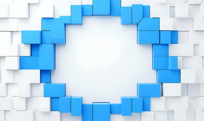 Poster - Modern Geometric Background with Blue and White 3D Cubes Design