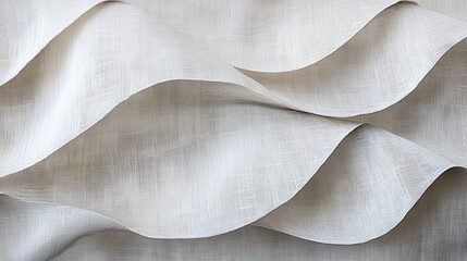 Poster - Elegant and Soft White Linen Fabric with Gentle Waves and Texture for Fashion and Interior Design Applications