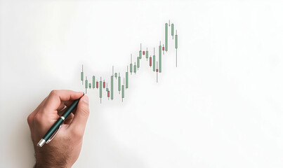 Poster - Hand Drawing a Financial Chart with Green and Red Candlestick Patterns