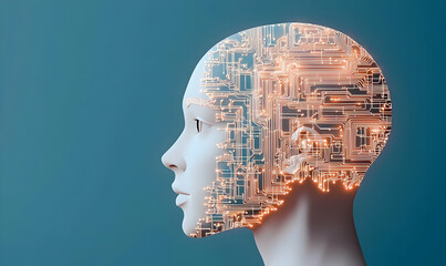 Poster - Futuristic Human Face with Circuit Design for Technology Concepts