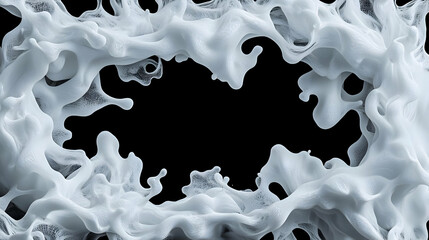 Poster - Elegant Abstract White Smoke Swirling Frame on Black Background
