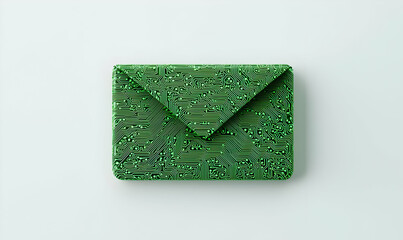 Poster - Green Circuit Pattern Envelope on Light Background for Technology Theme