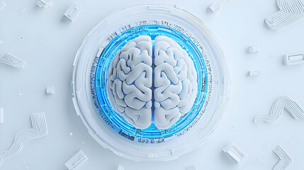 Poster - Abstract Brain Design with Blue Light and Digital Circuits