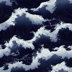 Poster - Majestic waves in the ocean displaying a stunning natural landscape under a bright clear sky