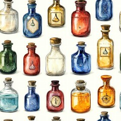 Poster - A collection of various colored bottles displaying unique shapes and designs for creative use