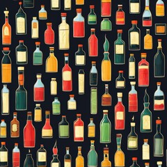 Poster - A unique pattern of bottles showcasing different shapes and sizes ideal for art and design projects
