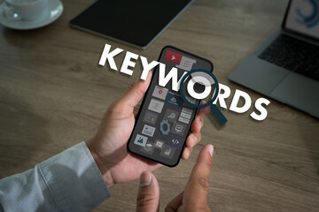 Poster - keywords browse in office optimize seo engineThe internet and digital technology optimize business and  apps, social media