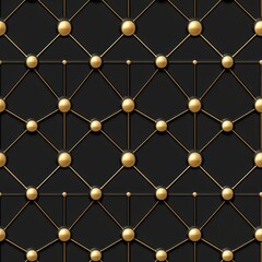 Poster - Elegant black and gold wallpaper featuring an intricate pattern of golden spheres in a luxurious design