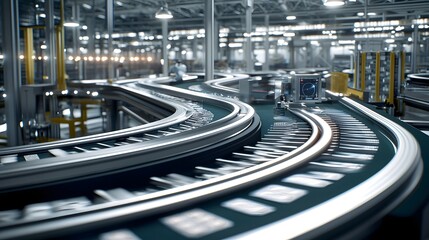 Poster - 3D rendered image showcasing a card shuffle machine in action at an industrial manufacturing facility  The machine efficiently moves and processes cards