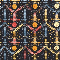 Poster - Intricate pattern featuring a variety of objects in a seamless design creating visual interest