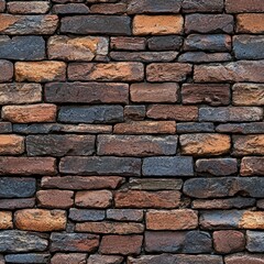 Poster - A unique brick wall featuring a brown stone pattern creating a distinctive texture and look