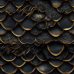Poster - Elegant black and gold fish with intricate patterns and textures showcasing a luxurious aesthetic