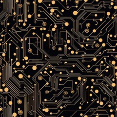 Poster - Complex circuit board featuring numerous circular designs illustrating advanced electronic layouts