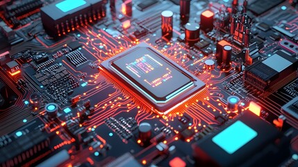 Fototapete - Alien Quantum Computer with Fluid like Circuitry Processing Futuristic Data   A Conceptual of Advanced Alien Technology and Intelligence