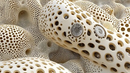 Aufkleber - Captivating abstract image showcasing a biomechanical fusion of organic materials and intricate technological patterns creating a visionary and futuristic aesthetic
